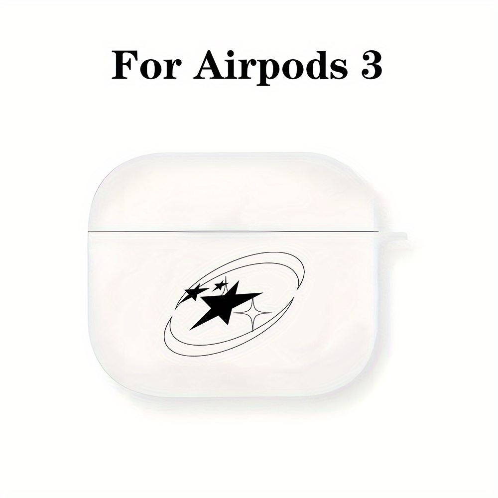 TEMU Cool Stars Y2k Aesthetic Trendy Airpod Case Black And White Cover For Airpods 1 2 3 Pro Case Earphone Cover Cute Gifts For Women Men