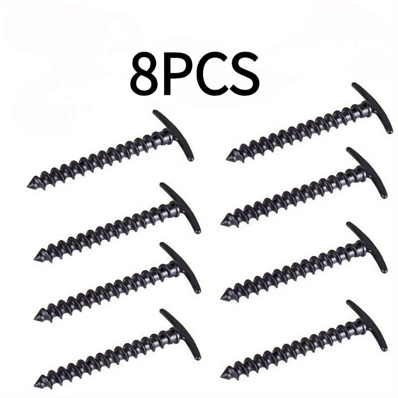 Image of 8pcs Heavy-duty Wind-resistant Tent Stakes, Spiral Design With Ergonomic Handle, Portable Ground Nails For Tents, Tarps & Canopies