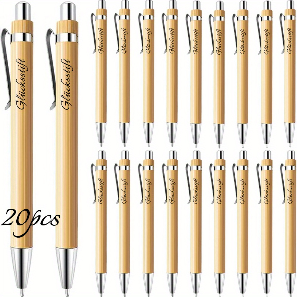 20 German "glücksstift" Motivational Ballpoint Pens - Featuring Good Luck Charm, Retractable Design, And Smooth Writing With Inspirational Quotes - For Colleagues, Students, Teachers, And Office Use