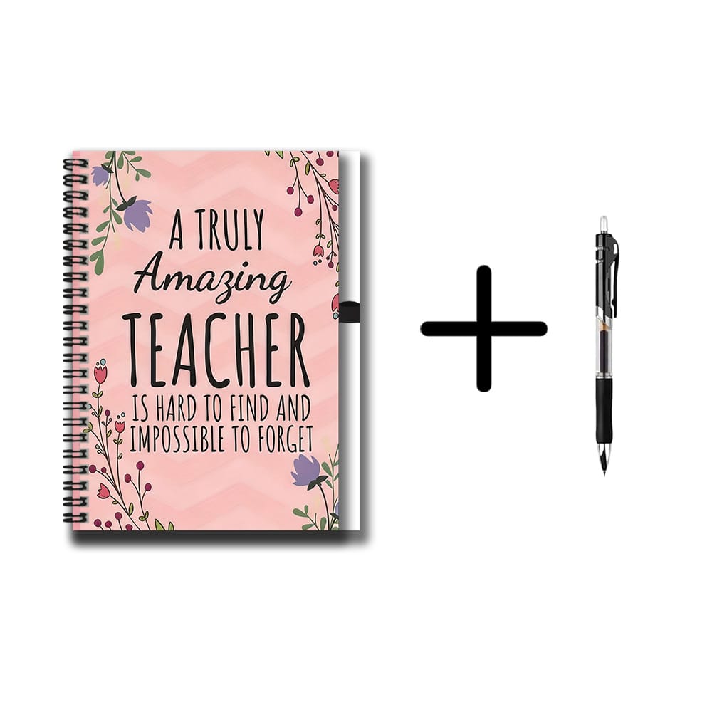 TEMU A Set Of Teacher's Day Thank-you Gifts Includes An Exquisite Floral Spiral Notebook With A Pen, Featuring The Words "a Teacher Is Find And "
