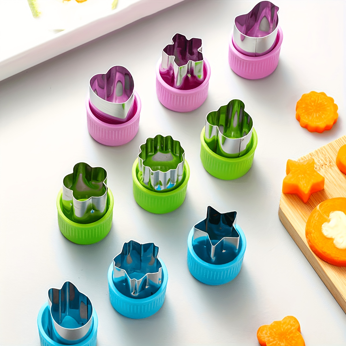 TEMU Mamshib Multi-shape Stainless Steel Embossed Cutting Mold, Floral Pattern Fruit And Vegetable Slicer, Multi-functional Baking Cookie Mold With