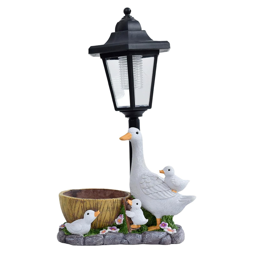 TEMU 1/2pack With Planter And Lantern Solar Outdoor Statue Light, Led Glowing Duck Garden Statues, Garden Decor, Gift For Mom Grandma Women Gardening