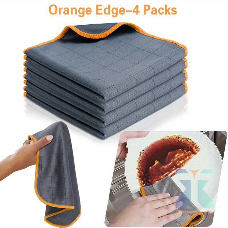 TEMU Lot de 4 chiffons de nettoyage en microfibre "" 400GSM, chiffons de nettoyage en fibre de "" épaissis pour vitres, nettoyant de pare-brise de