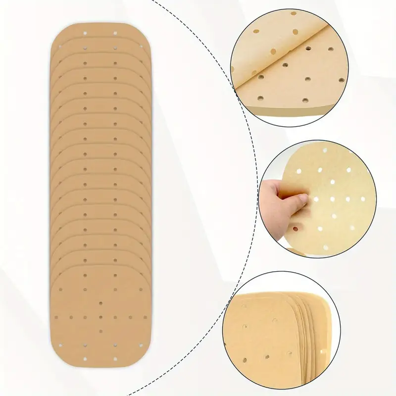 400pcs 6. 3 inch square air fryer parchment paper liners disposable, unbleached air fryer sheets with holes, perforated steamer liners for 2- 5qt basket air fryer microwave oven frying pan plate, air fryer liners paper, disposable air fryer liners, air fryer paper liners, air fryer liners disposable, kitchen essentials, baking sheets, nonstick liners, perforated design, heatresistant liners, unbleached paper, oven safe liners, cooking liners, meal preppers, home cooks Product details 3