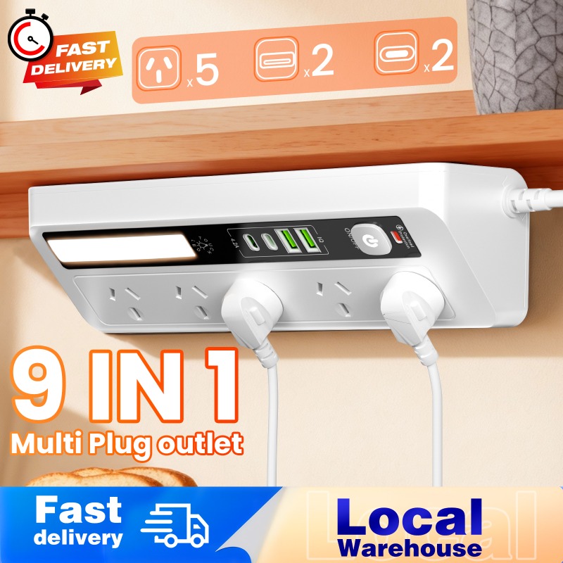 TEMU 5 Outlets & 4 Usb Ports Power Strip With Individual Switches | 5ft Extension Cord, Protection, White, Professional For Home Office Use