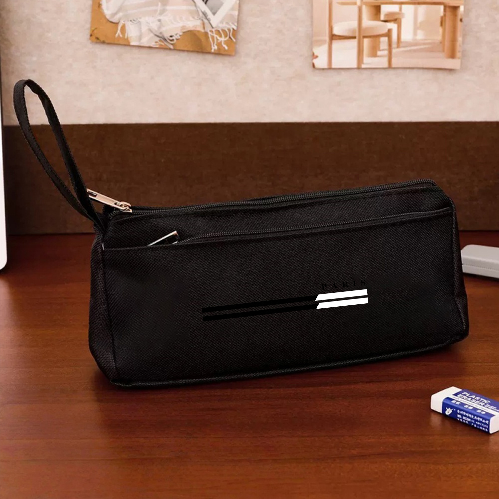 TEMU 1pc Paris-themed French Text Pencil Case Suitable For & College, Foldable Flat Storage Bag With French Phrases, Compact For Students,,, Unisex