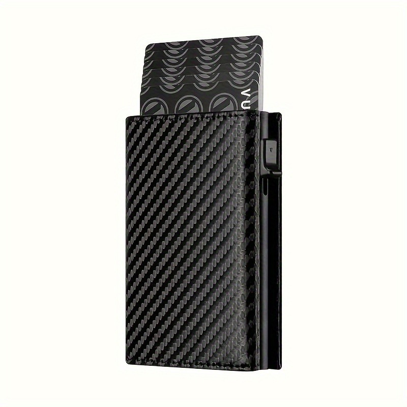 Sleek Men's Rfid-blocking Wallet With Pop-up Card Holder - Ultra-fiber Faux Leather, Elegant