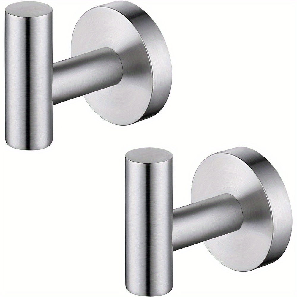 2peças gancho de toalha de metal moderno, aço inoxidável,   na parede, autoadesivo, instalação  , adequado para banheiro, cozinha, garagem, casa, banheiro e cozinha, gancho de toalha de aço inoxidável escovado