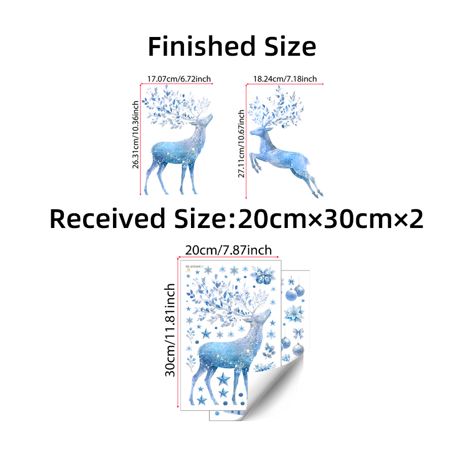 TEMU Christmas Deer Window Stickers, 2pcs Standing Jumping Antlers, Double-sided Electrostatic Window Clings, For Living Room Glass Door Christmas
