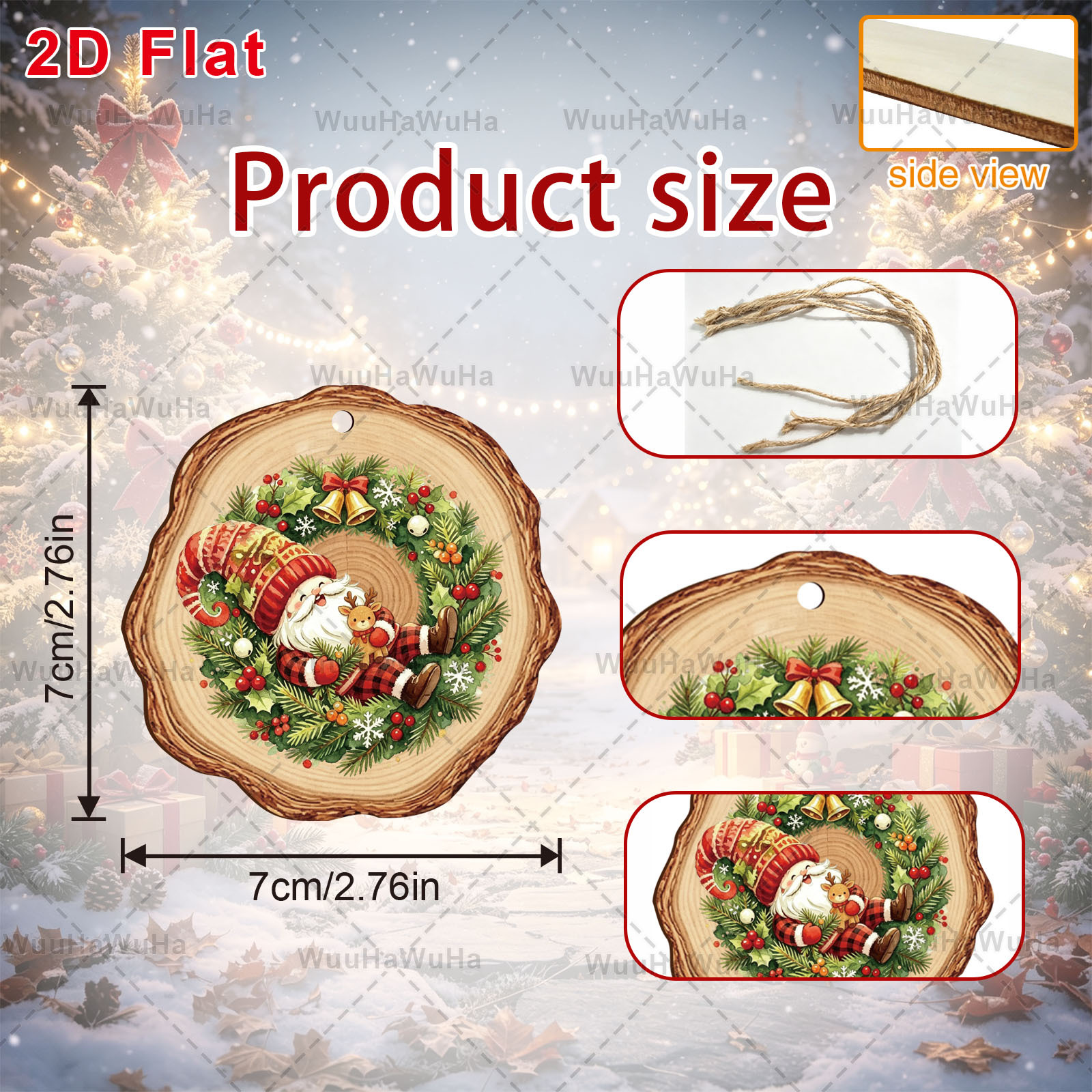TEMU Piatto 2D, 12 pz Ornamenti Natalizi da Appendere Piatto 2D, Decorazione da Appendere per Albero di Natale e Accessorio Fotografico, Ornamenti