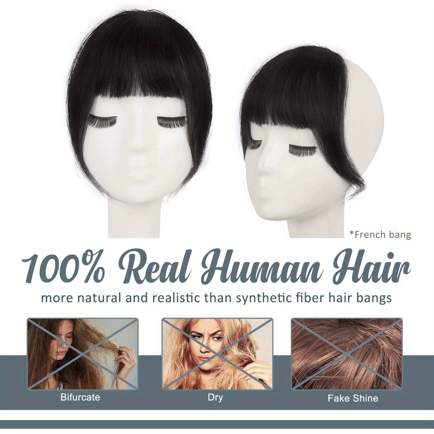 clip in bangs real human hair extensions with fringe temples natural curved straight hairpieces for women easy to style daily wear adds volume dimension versatile hairpiece elegant hairpiece secure clip attachments details 0