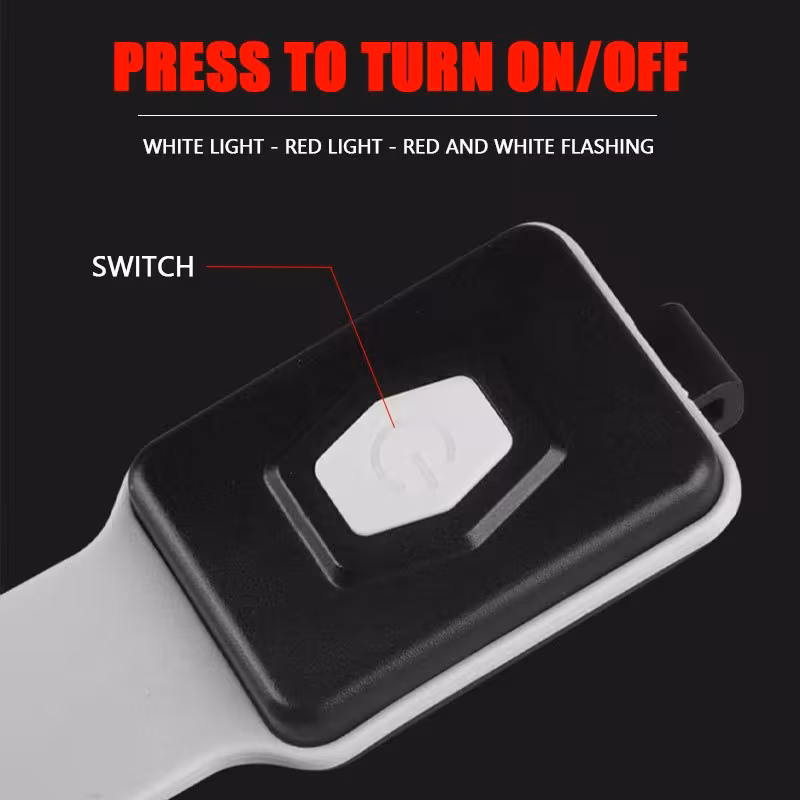 2pcs ultra light cob running wrist light usb c rechargeable safety bracelet w 3 button comfortable rubber strap for during night running walking cycling jogging visibility grey Product details 9