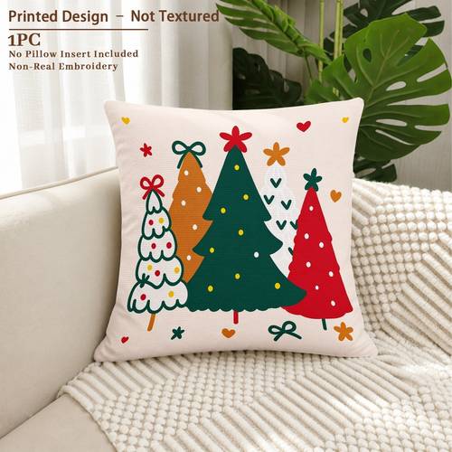 1pc farmhouse tufted christmas tree cushion cover suitable for sofas benches bedrooms zippered decorative pillowcase with tufted tree rustic holiday decor machine washable suitable for farmhouse style insert not included