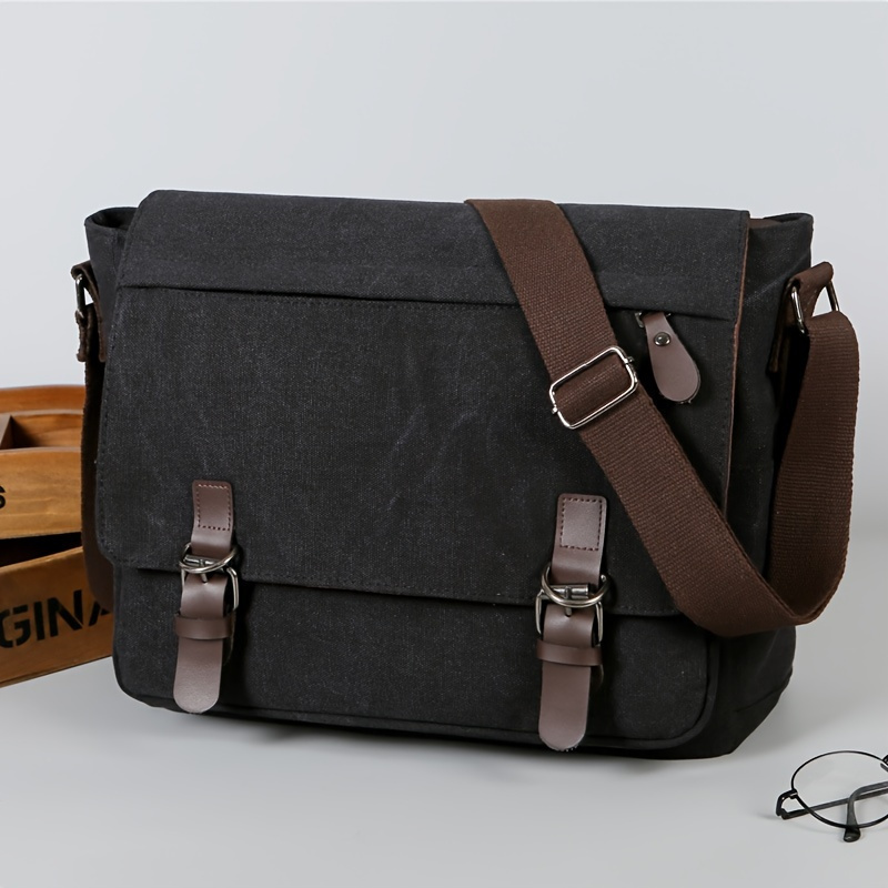 TEMU Men's Casual Vintage Canvas Bag, Large Capacity Crossbody Bag With Adjustable Straps, 3-in-1 Shoulder Crossbody Handbag, Ideal For Business