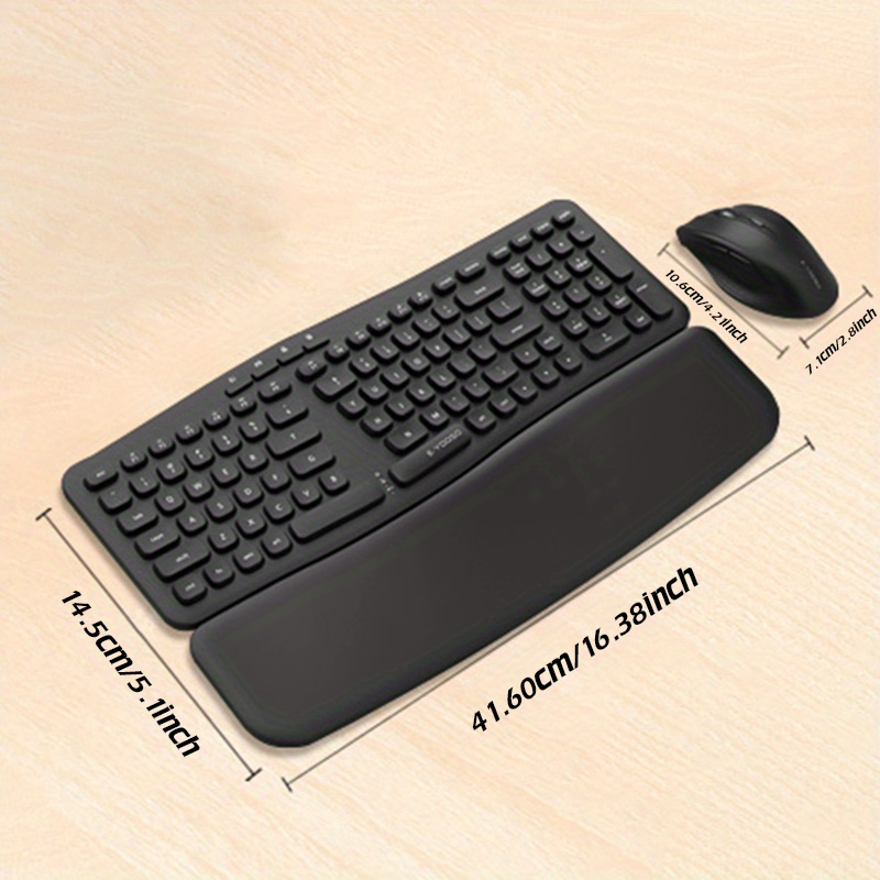 E-YOOSO Wireless Keyboard And Mouse Set with 2.4Ghz, Designed Ergonomically with a Wrist Rest, Features Low Voltage Alerts And Automatic Sleep Mode, Suitable for Home Office Use