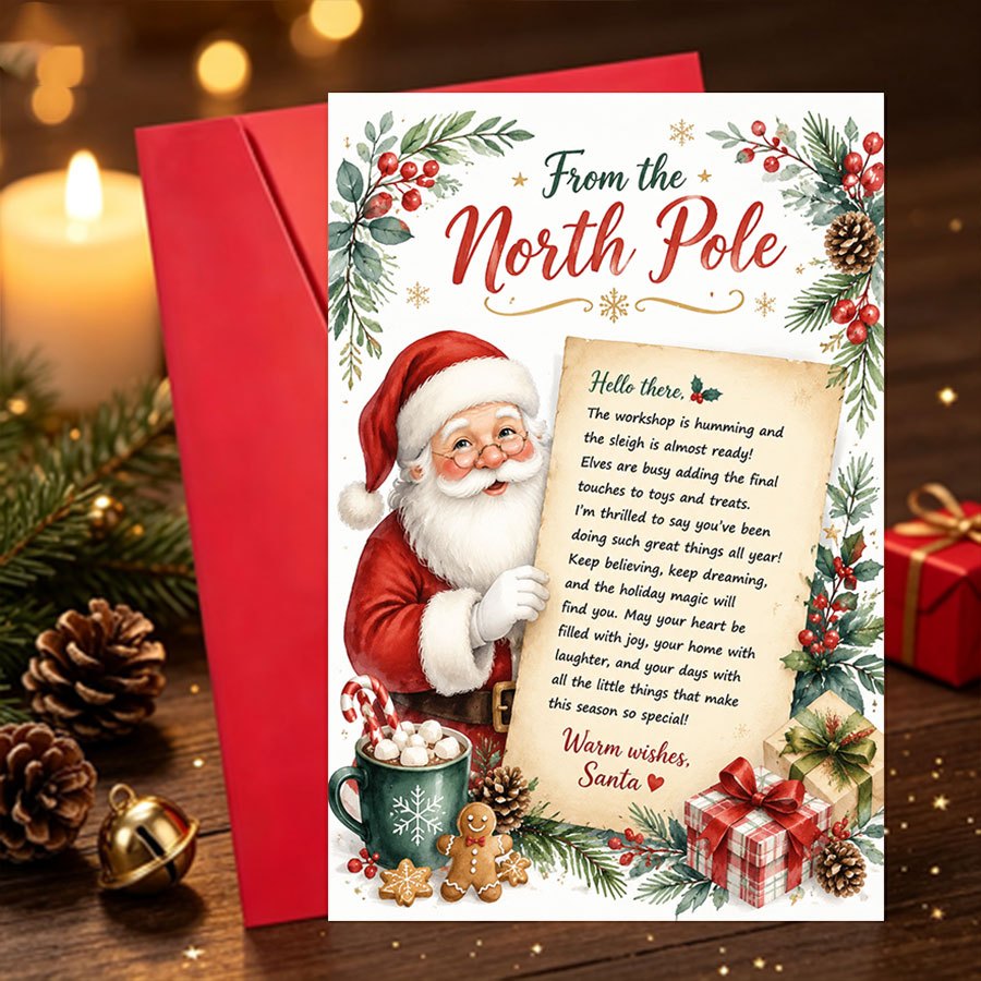 TEMU 1 Ensemble de Cartes de Noël Personnalisées de Père Noël pour Adultes - Cadeau Idéal pour Festive et la Décoration Intérieure
