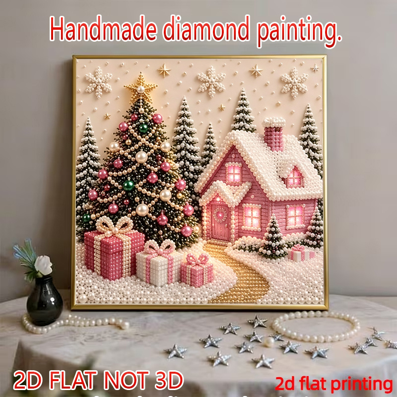 TEMU Golden Christmas Diamond Painting Kit, A Full Set Of Point Diamond Material Package, Flat High Definition Printing, Including Round Highlight