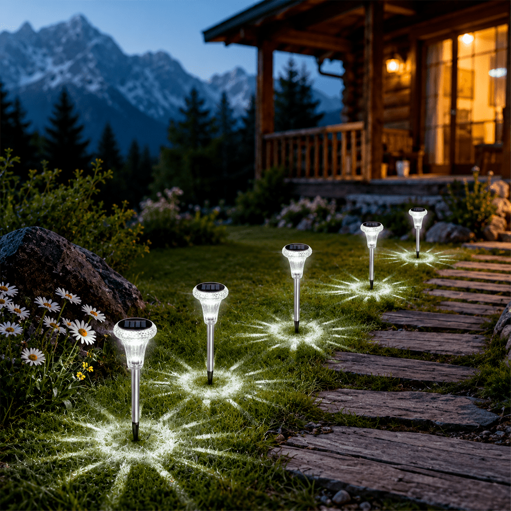 8pcs Outdoor Solar Garden Lights With Stake, Dusk To Dawn Solar Path Lights For Walkway Lawn Backyard Courtyard Decoration