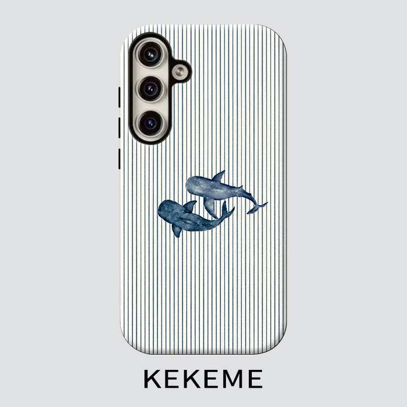 TEMU Phone Case - Kekeme Dolphin Waves Film 2-in-1 Suitable For Galaxy S26 S25 S24 S23 S22 S21 S21  S21 Fe Edge S20 A15 A16 A17 A23 A32 A34 A35 A36