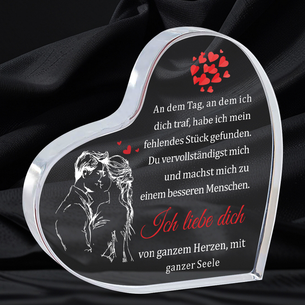 Image of 1pc German Christmas & Wedding Anniversary Keepsake - Romantic I Love You Gift For Suitable For , 2 Wedding Decorations, Valentine's Day, 3.94x3.94inch Square Token With Bag, 2d Flat
