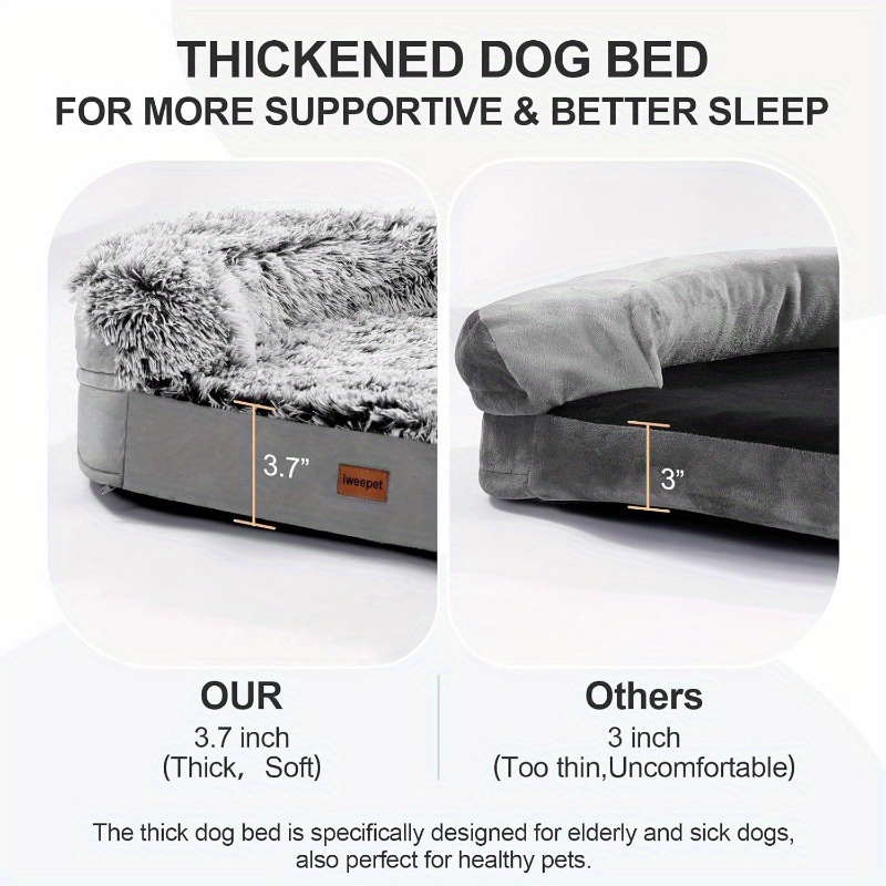 3 7 inch thickened orthopedic dog bed for extra large dogs 28d   foam removable washable cover lining halfround design with 3d dog sofa bed for puppy senior   dogs Product details 3