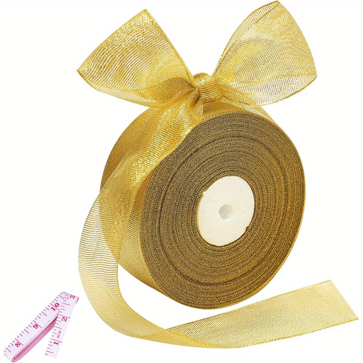 50 yards golden glitter ribbon 1 5 inch width solid fabric ribbon for gift wrapping crafts holiday decorations wedding birthday party flower bouquets