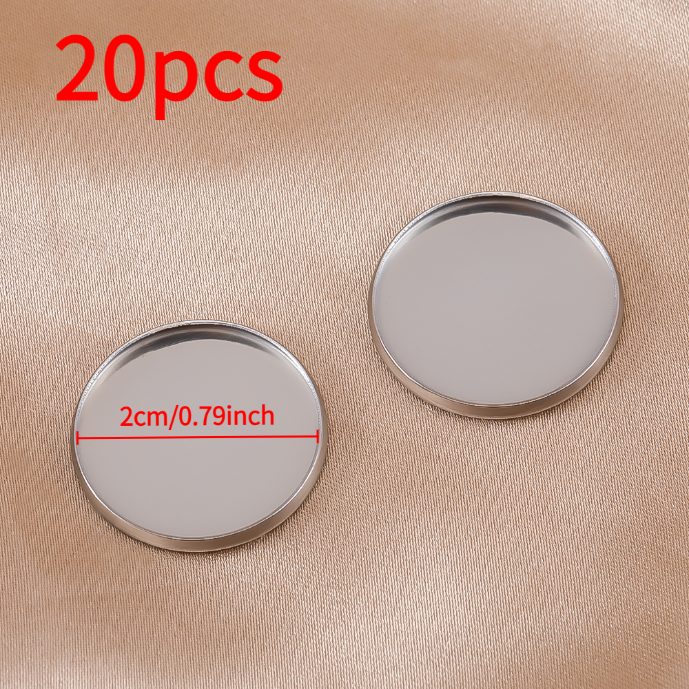 TEMU 20 stuks stijlvolle 201 roestvrijstalen ronde basis inlegschaal voor DIY sieraden maken, haaraccessoires basis, sieraden onderdelen