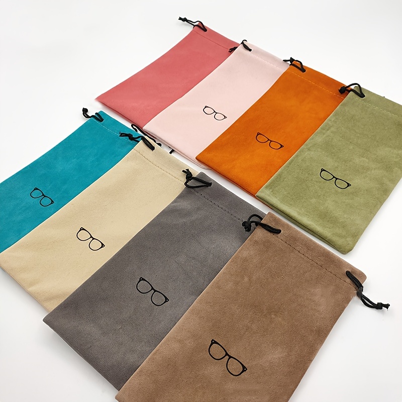 5/9/13pcs Pack Soft Glasses Pouch, Portable Drawstring Eyeglasses Holder For & Fashion Glasses, Soft Storage Bag, Random Color