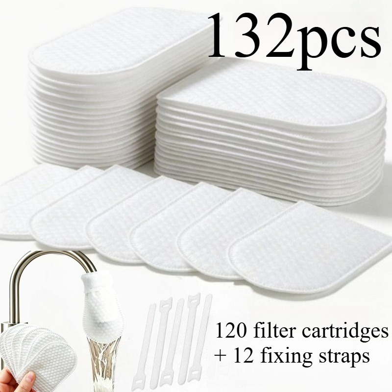 TEMU 132pcs (120pcs And 12pcs Straps) Universal For Home Kitchen Bathroom Rust Sediment Impurities Removal Home Water Filtration Additions Goods