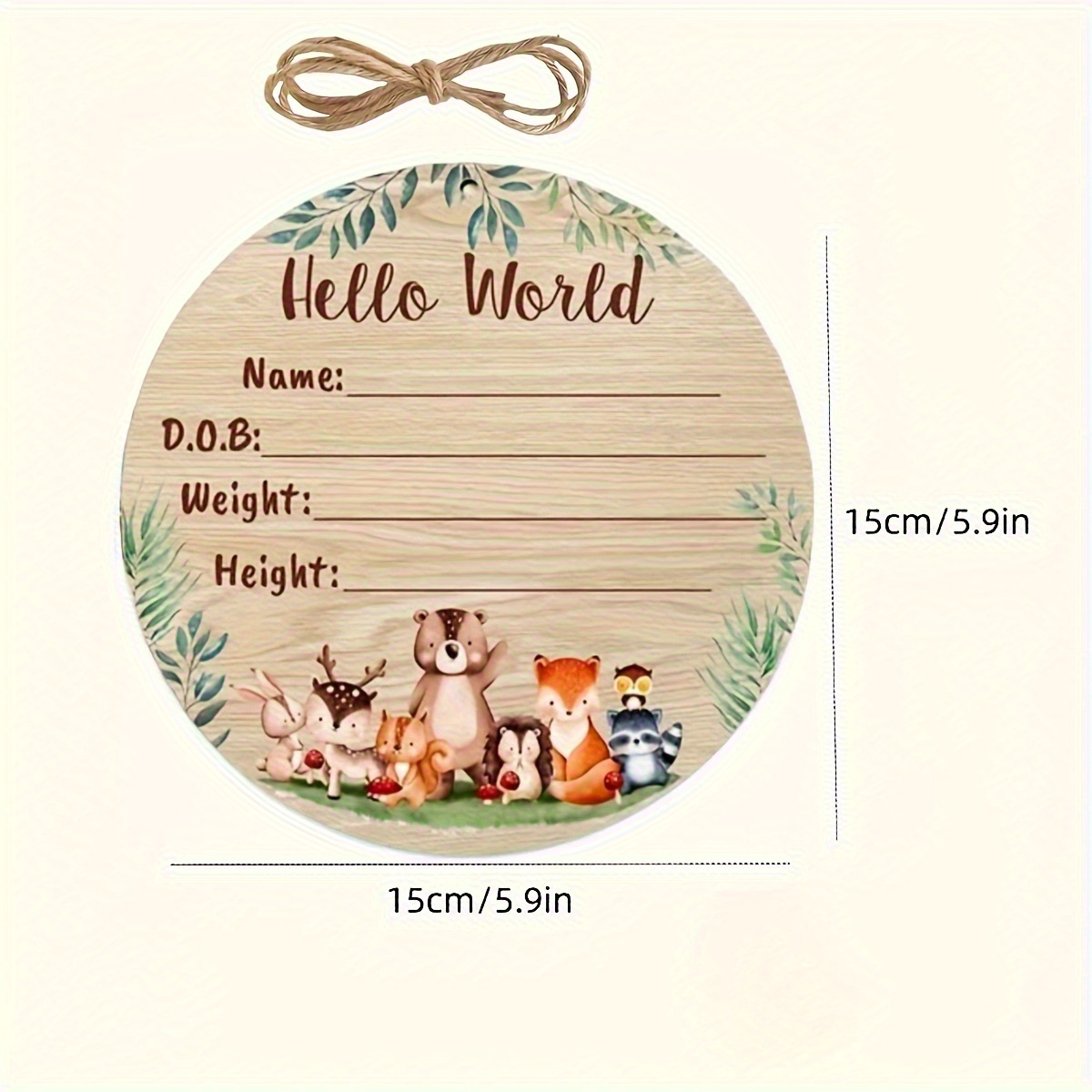 TEMU 2d Flat - A 2d Flat Wooden Sign Decoration That Says 'hello World', Complete With Weight And Date - A Perfect Gift For A 's Country-style Room,