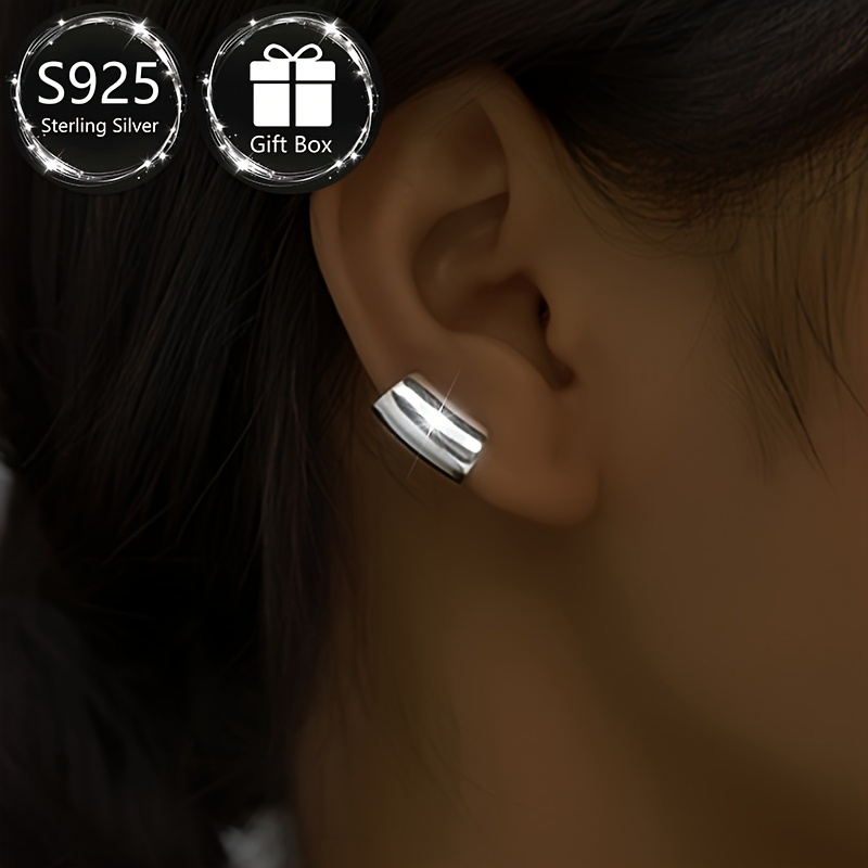 Minimalist Geometric Long Bar Clip Earrings 925 Silver