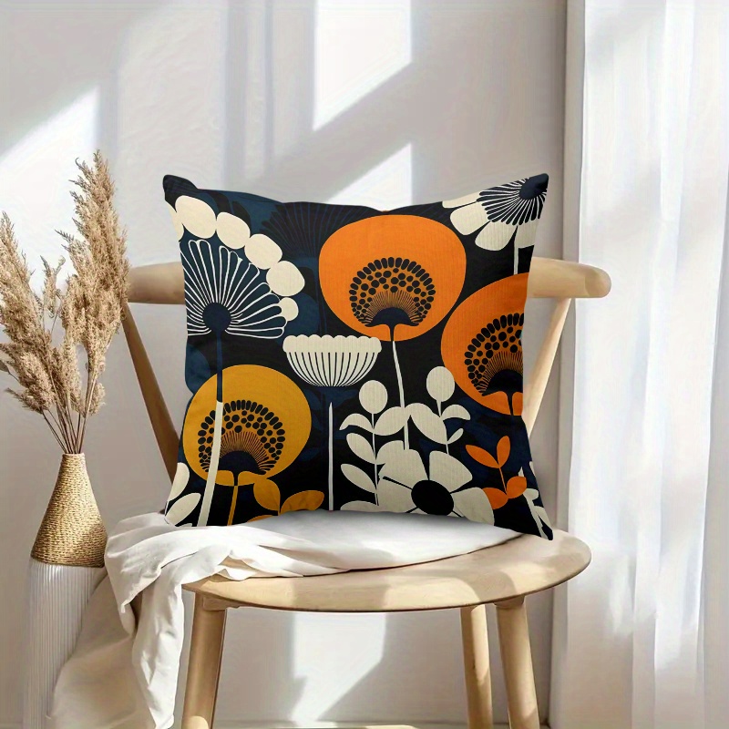 TEMU 1pc, ! Contrast Color Floral Pillowcase. Soft, Comfortable, And Polyester Short Plush Fabric, Single-sided Print, Pillow Insert Not Included.