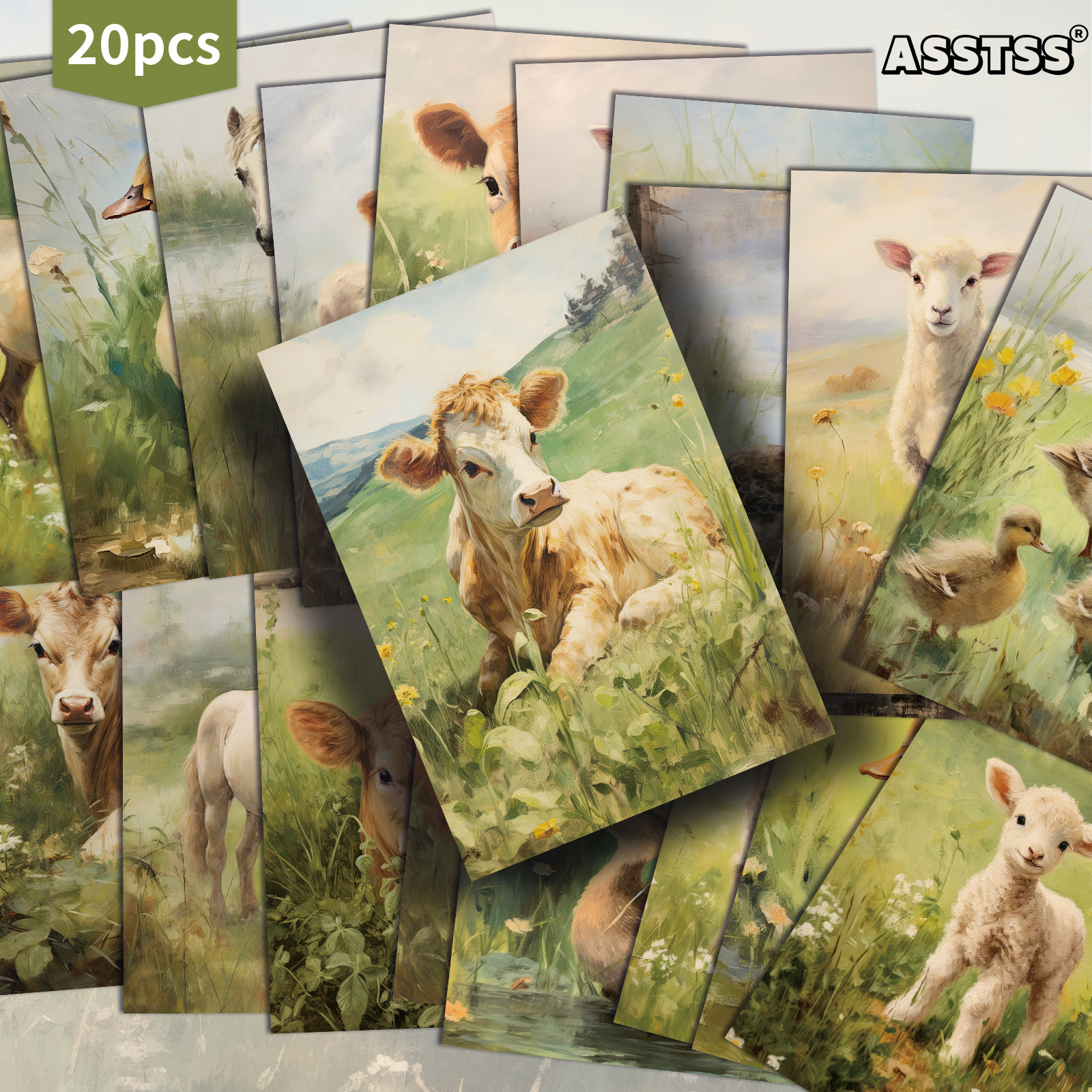 TEMU Set Of 20 Assorted Retro Animal Gift Cards Measuring 4x6 Inches, Featuring Classic Pinup Illustrations. Collectible Decorative Cards Are Perfect