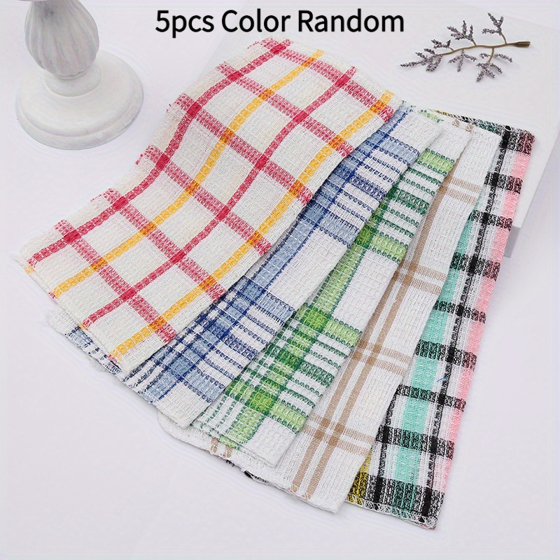TEMU 5pcs Color Random Reusable Dish Cloths Soft Absorbent Dish Towels Kitchen, Quick Dry Durable Cleaning Rags Kitchen Wiping Cloths For Dishes Pots