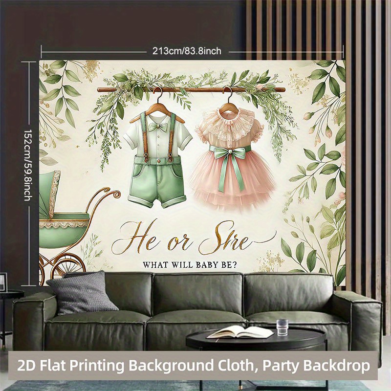 TEMU Bannière de fond imprimée 2D plate - 2D plate - 2D plate, 1 pièce, tissu de fond vert pour poussette et tenues, accessoires de photographie de