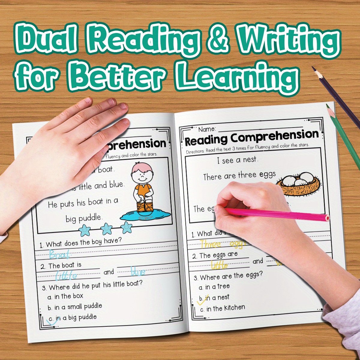 Spring Reading Comprehension Workbook for Beginning Readers: Short Stories with Picture Clues, Questions, and Writing Practice | 24 Pages of Fun Seasonal Literacy Activities