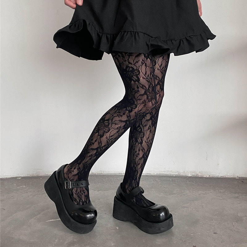 Image of 1 Pair Of Lace Leggings For Women, Solid Color, Comfortable And Sexy Pantyhose, Suitable For Daily Casual Wear And Dates, Fashionable Tight-fitting Socks For Women