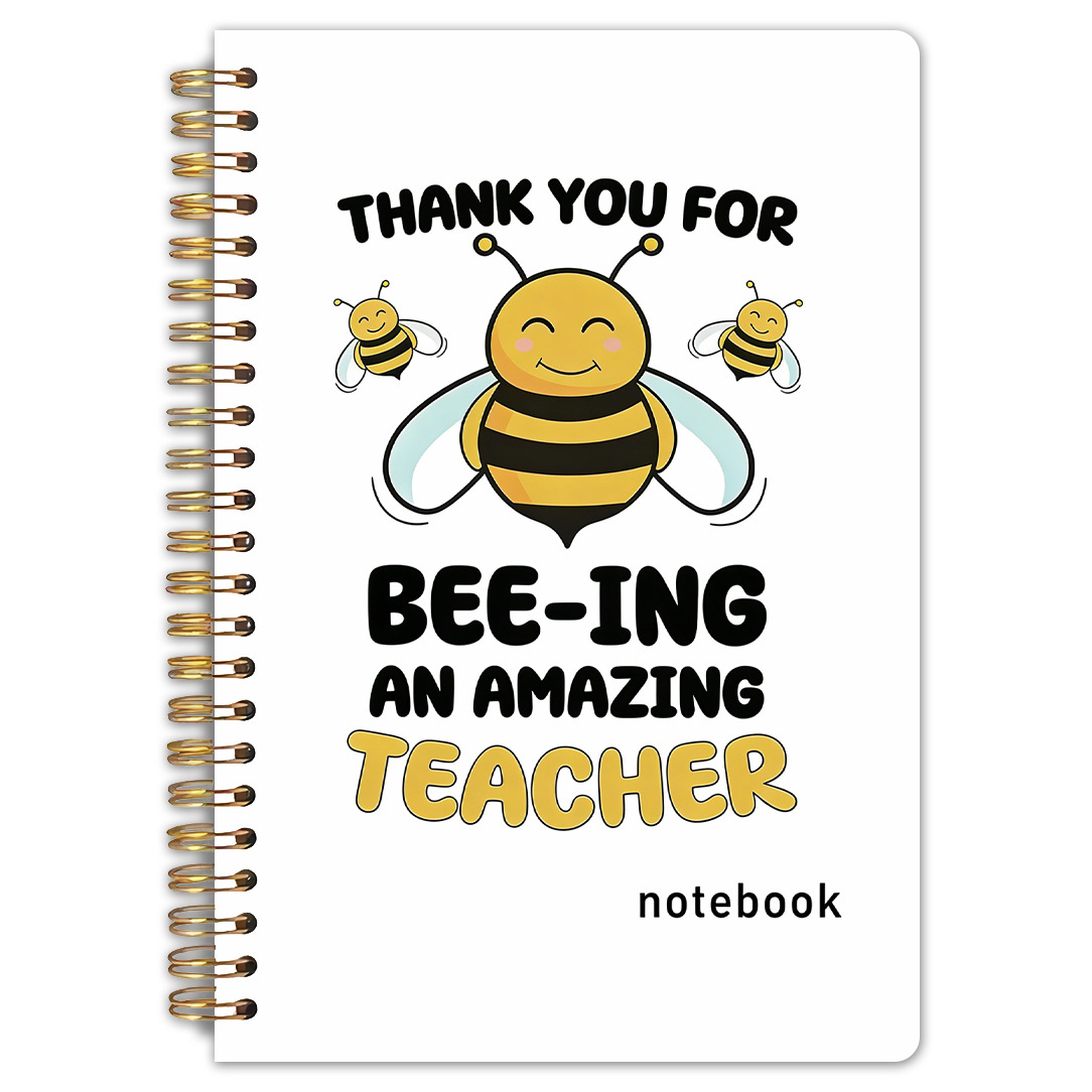 TEMU 1pc Thank You For Bee-ing An Amazing Teacher Bee Theme - Spiral Notebook, 5.5x8.3 Inches, High Quality Inner Pages, Cute Bee Front Cover Design,