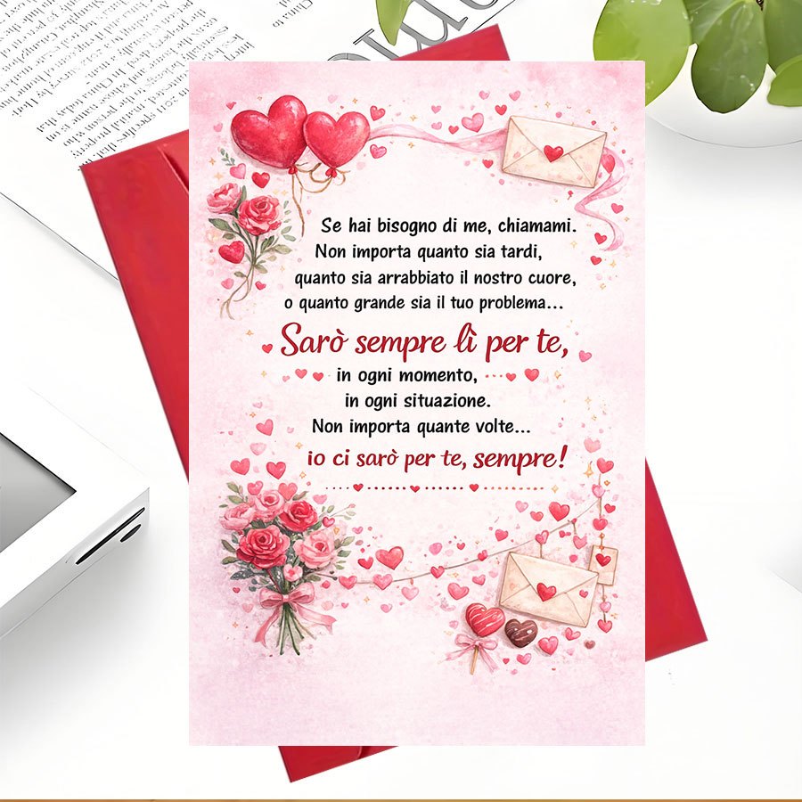 TEMU 1pcromantic Love Card With Italian Message Perfect For Expressing Support And To Anniversary Valentines Or Special Moments Gift From Lovers