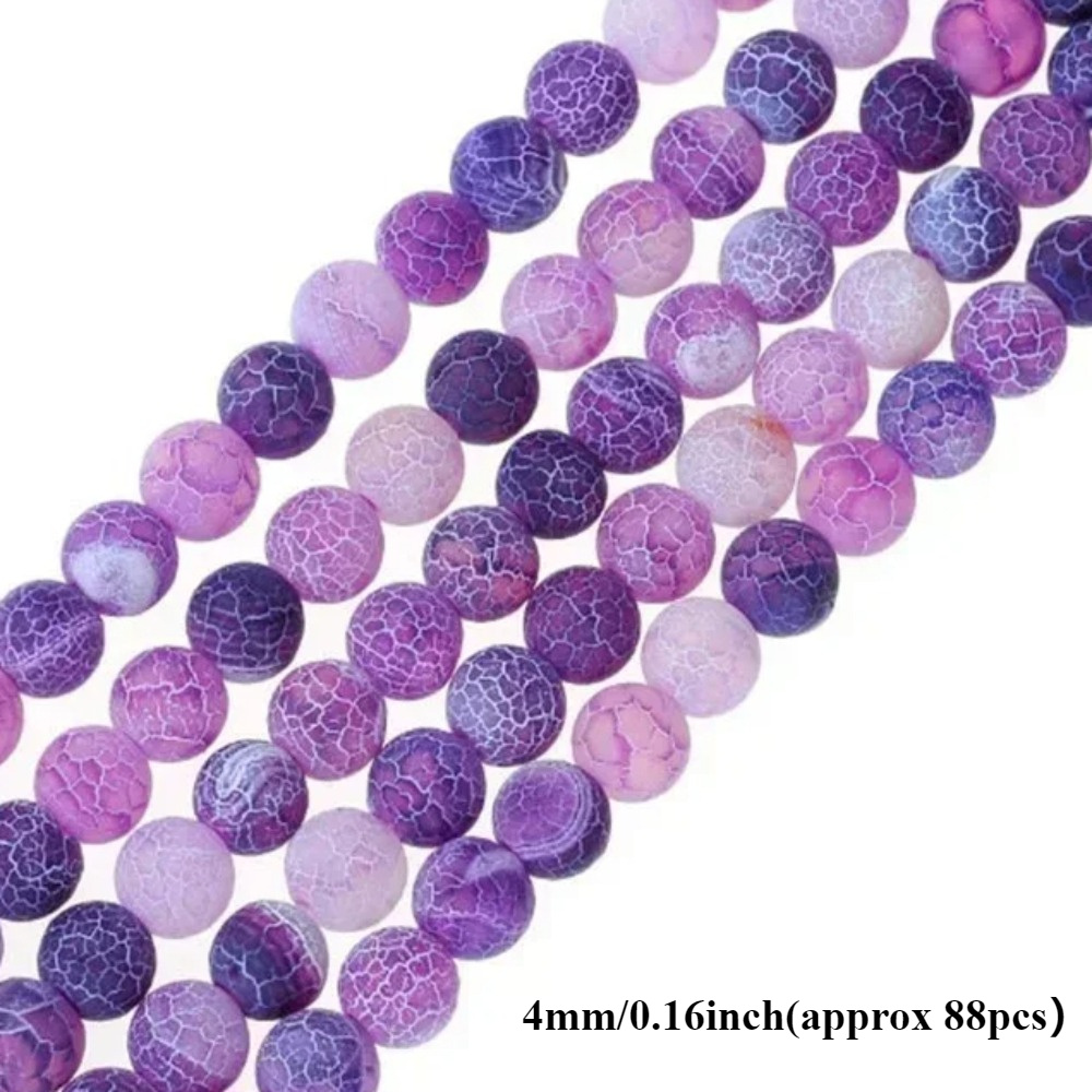 TEMU 4/6/8/10/12mm Cracked Agate Onyx Stone Beads Round Loose Beads For Jewelry Making Necklace Bracelet Earring Additions New Year Gifts Beads And
