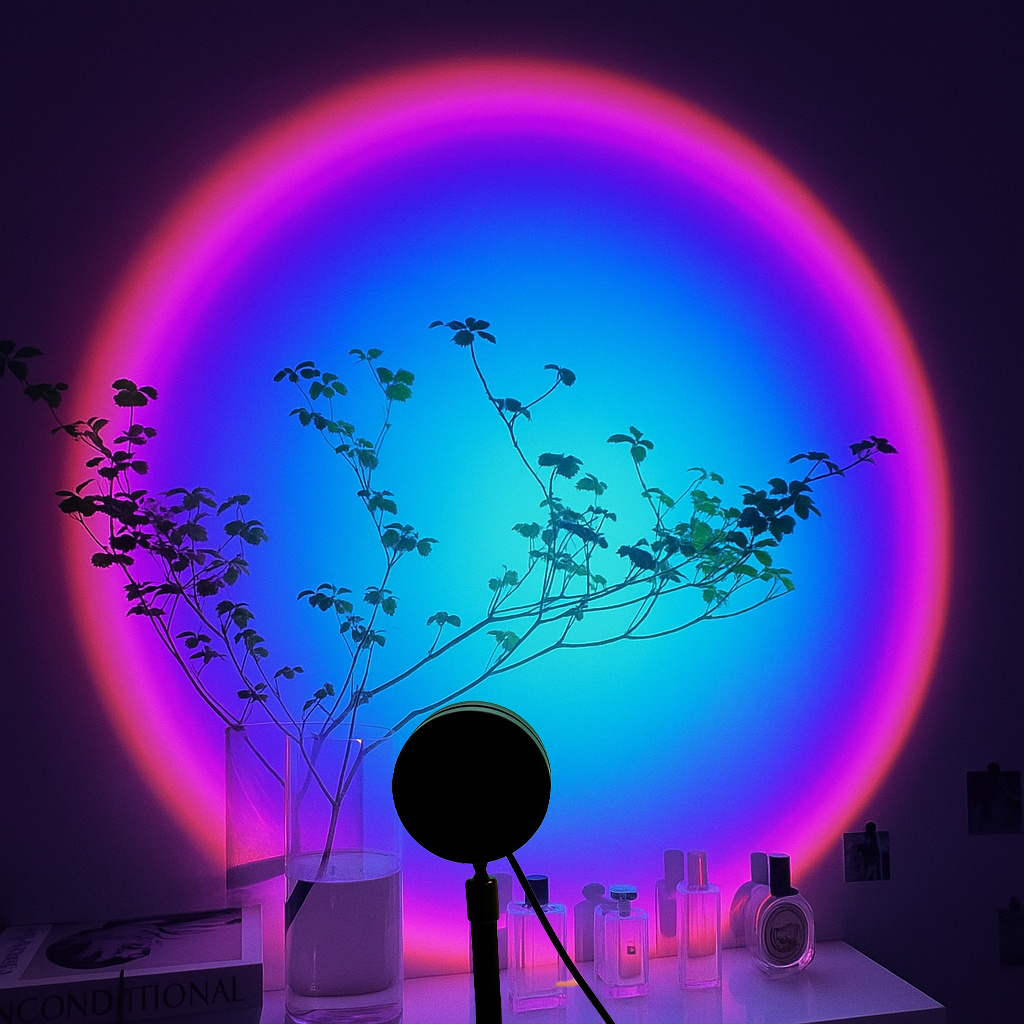 TEMU Sunset Lamp Wall Projector Led Night Light For Bedrooms And Living Rooms Valentine's Day And Wedding Decor Projector Sunlight Effect Rgb Color