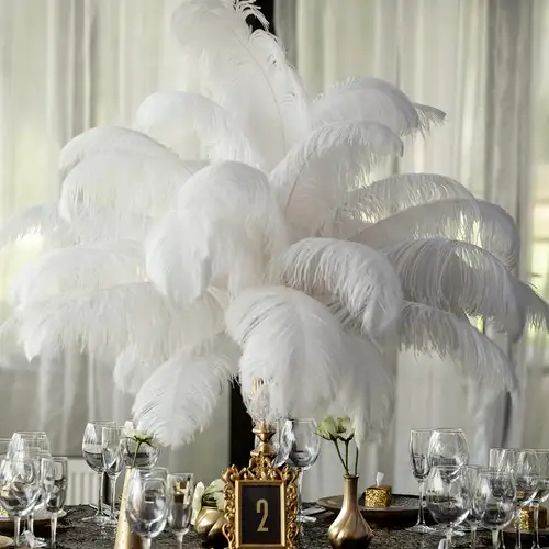 CENFRY 30pcs Natural Ostrich Feathers - 14-16 Inch Gold Plumes For Wedding Decor, Centerpieces, Crafts