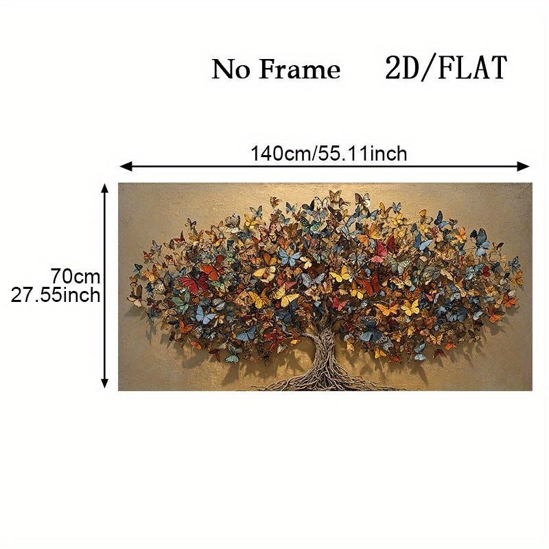 TEMU 1pc Large Modern Abstract Tree Of Life Wall Art Painting - Oversized Horizontal 27.5"x55.1" (70x140cm) Multicolor Minimalist/art Deco/modern