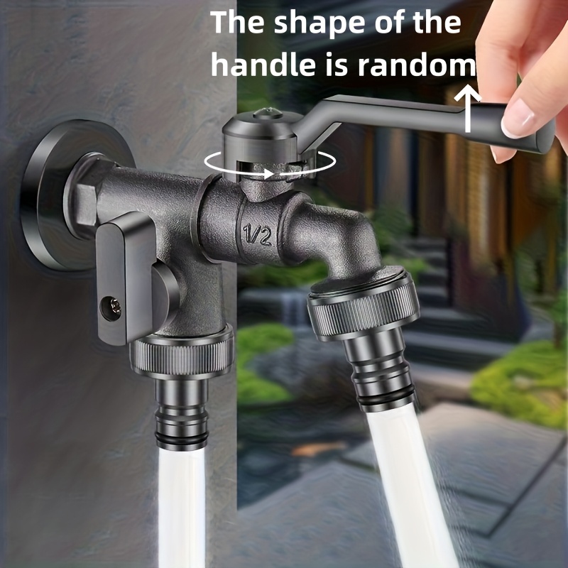 item picture 1pc Multi-Functional Faucet, 1/2 Inch Connection, Classic Style, Flower Watering Device, Water Pipe, Watering Spray Sprinkler Atomizer Gun, Cleaning Tool, Suitable for Garden Courtyard Lawn Outdoor Watering Supplies, with Anti-Freeze Function, Open in new tab.