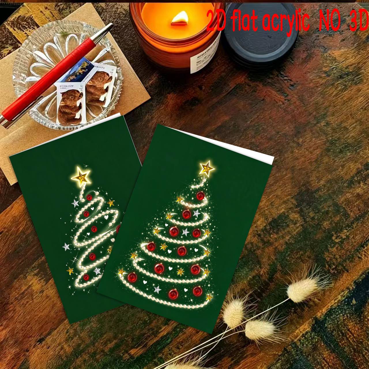 TEMU 6pcs 2d Flat Printing Original Novelty Premium 6pcs Set New Irregular Diamond Painting Kit, Fun Christmas Tree Theme Art Card - Irregular Shaped