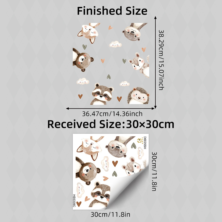 Image of 1pc Whimsical Bathroom Decals, Fox Beaver Raccoon Squirrel Hedgehog With Hearts & Clouds, Adorable Decals For Bathroom Or Kitchen Sink, Removable Peel And Stick, Animal Decor
