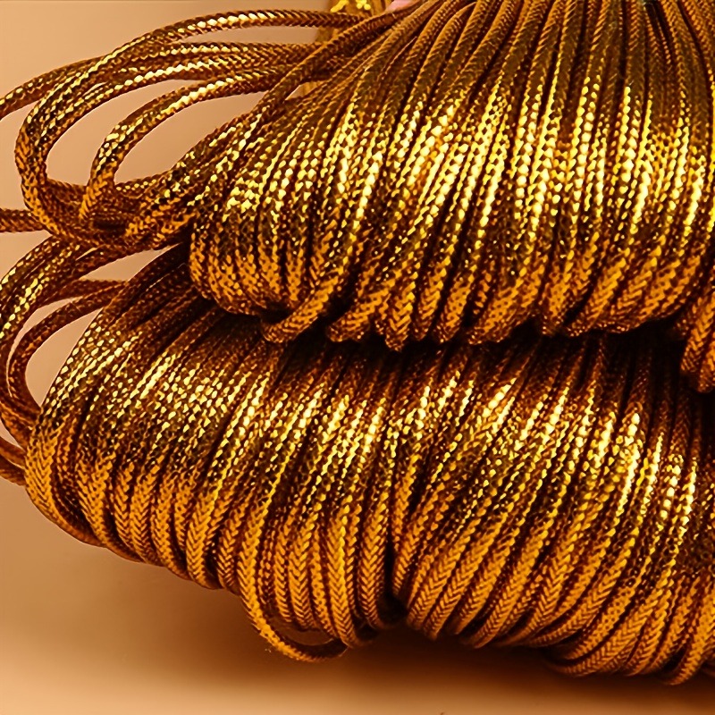 TEMU Gouden gevlochten koord 1010 cm, niet-rekbare, geschikt voor cadeauverpakking, kerstversiering, sieraden maken en doe-het-zelf knutselwerk. Kan