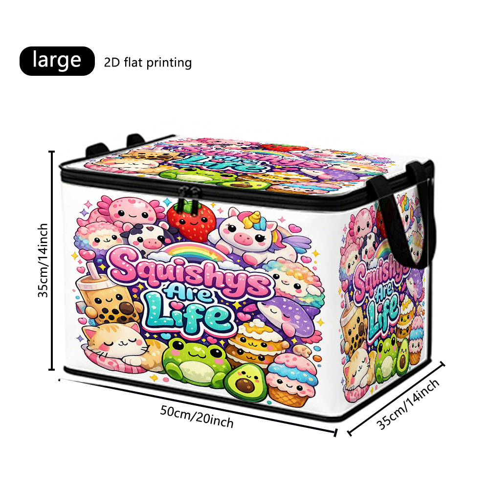 TEMU 1pc - Large Capacity Storage Box, Featuring Cute Pop Soft And Cute , Durable With Zipper Closure, Portable And Foldable Design, Suitable For