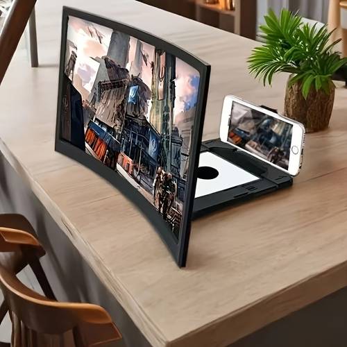 new 12 inch 3d phone screen magnifier with foldable stand adjustable for movie video and gaming viewing modern entertainment adjustable stand movie viewing portable large screen fashion gadget mobile amplifier movie enthusiast