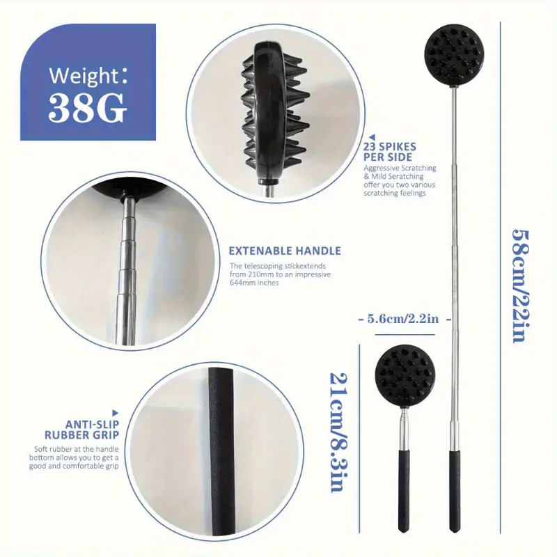 1pc 23 teeth super large back scratcher extendable 21 stainless massager with dual sided scratching ergonomic non slip handle for back head body perfect gift for men women mothers massager for back Product details 1